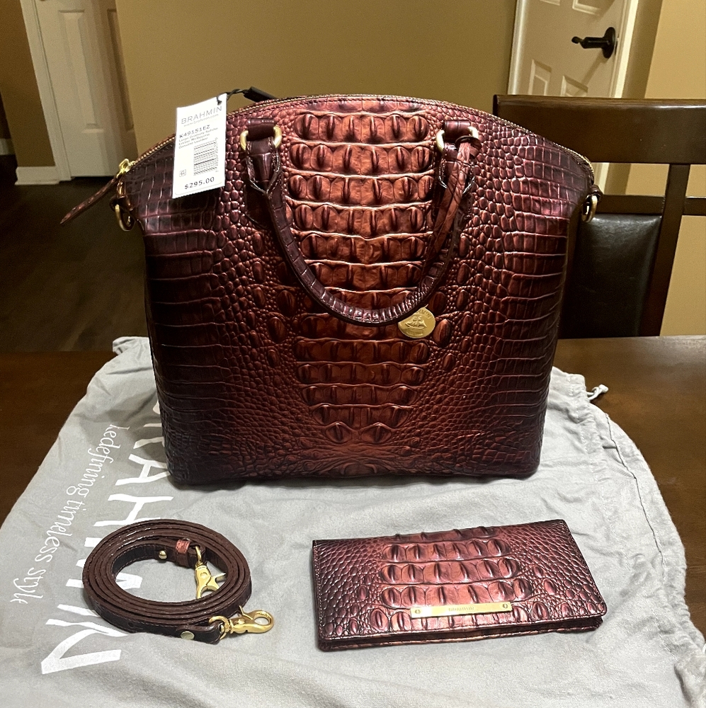 Brahmin Brown Satchel Bag (Duxburry & Addy wallet)